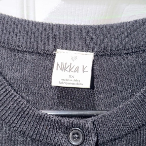 NWT Nikka K Size 2X Black Cardigan with Rhinestone Bows - Picture 3 of 5